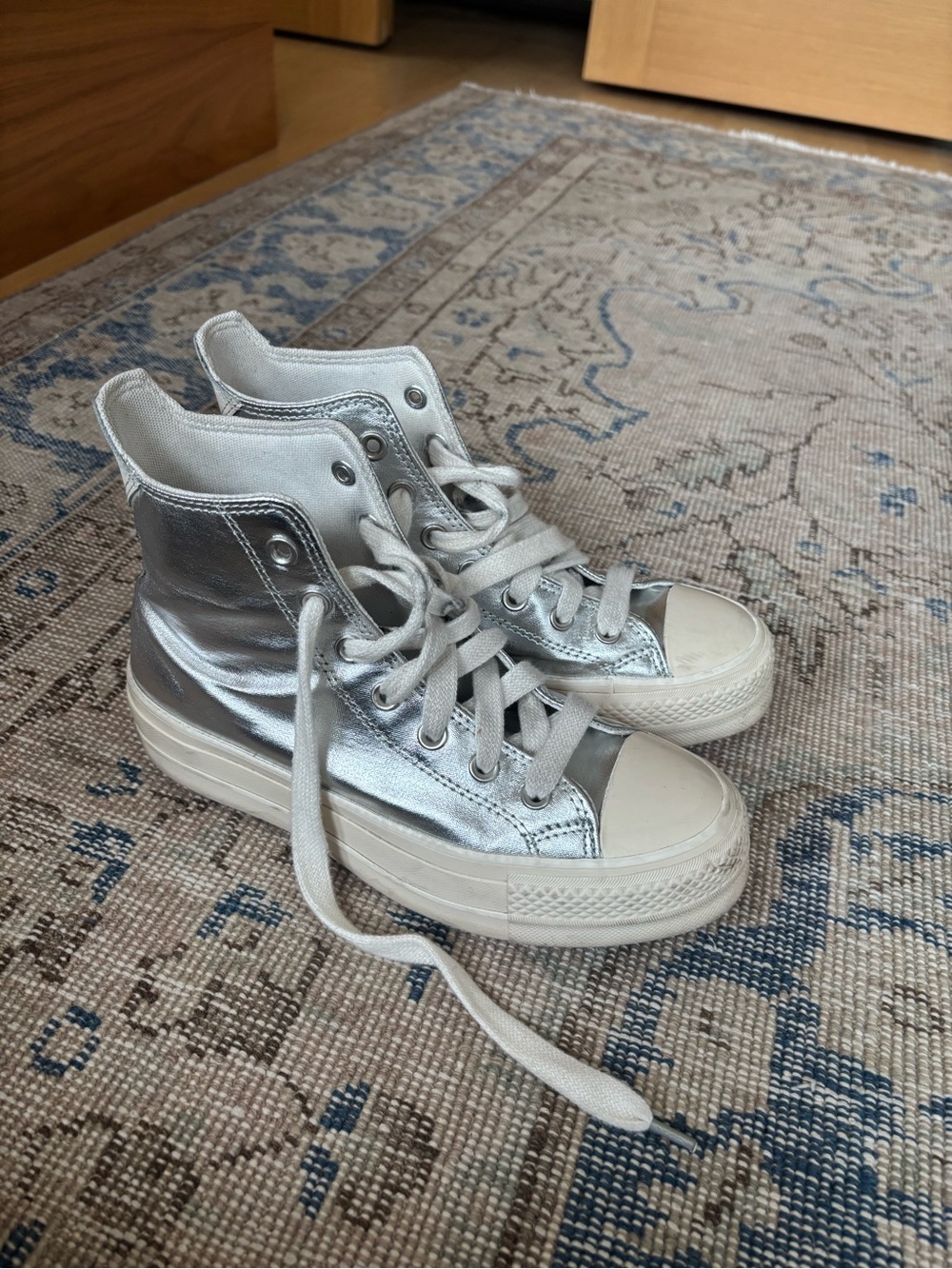 Converse Silver High-Top Platform Sneakers